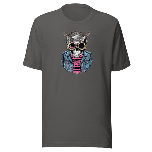 Skeleton Skull Design Tshirt, Spooky Vibes Shirt, Skull Print Tee, Halloween Print Shirt, Spooky Season Shirt, Summer Graphic Shirts