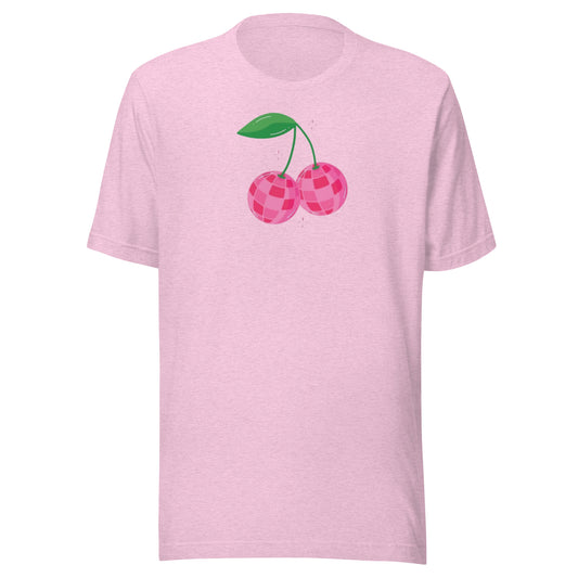 Cherry Shirt, Cherry Disco Balls Fruit Shirt, Graphic Design Botanical Beach Shirt, Comfy Cotton Nature Lover Shirt